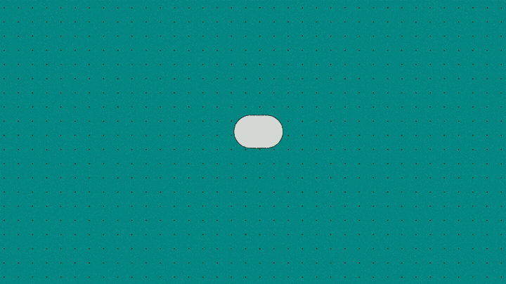 A small, rounded rectangular shape centered on a teal background with tiny dotted pattern.