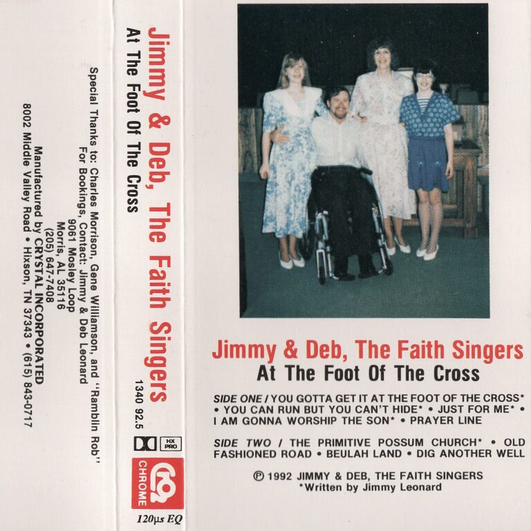 Group of five people, four women and one man in a wheelchair, standing outdoors at night. Text on the left and bottom lists event details.