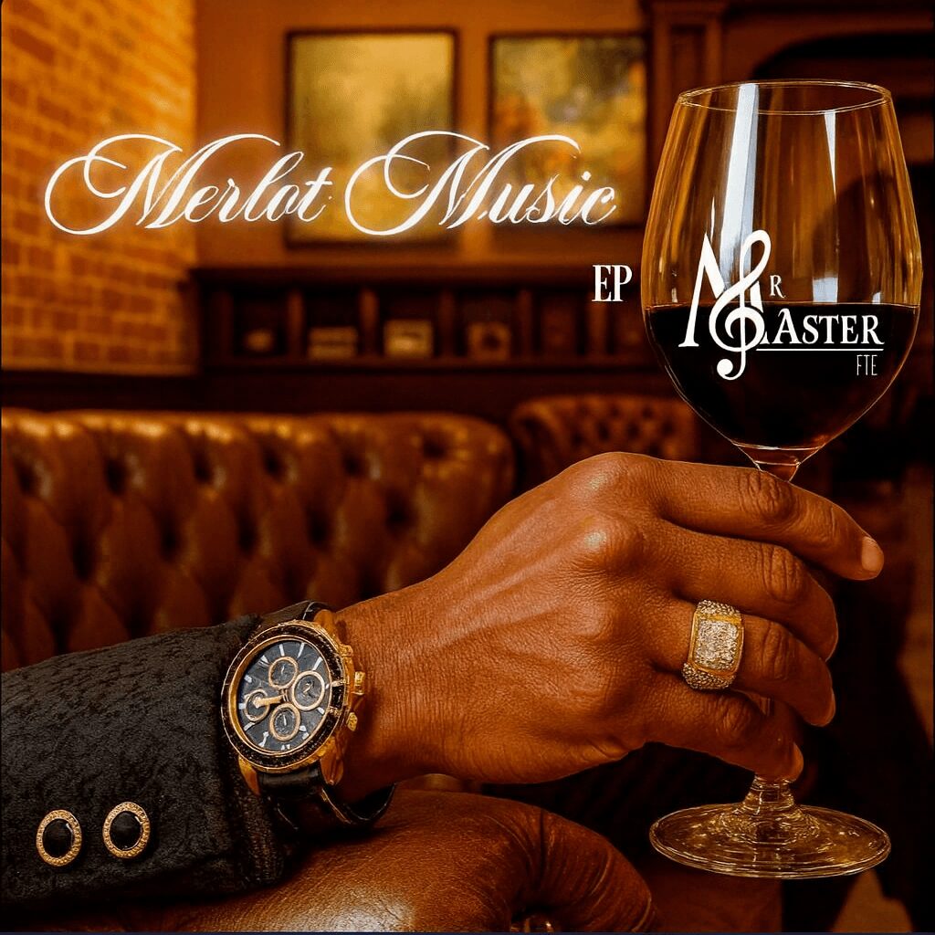 Person holding a glass of red wine, wearing a watch and ring, in a cozy room with warm lighting and artwork.