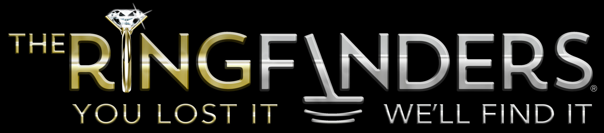 Logo for The Ring Finders with tagline 'You lost it, we'll find it'