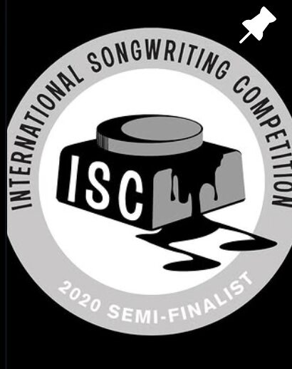 Logo for the International Songwriting Competition, 2020 semi-finalist, featuring a stylized ink stamp and a circular border.