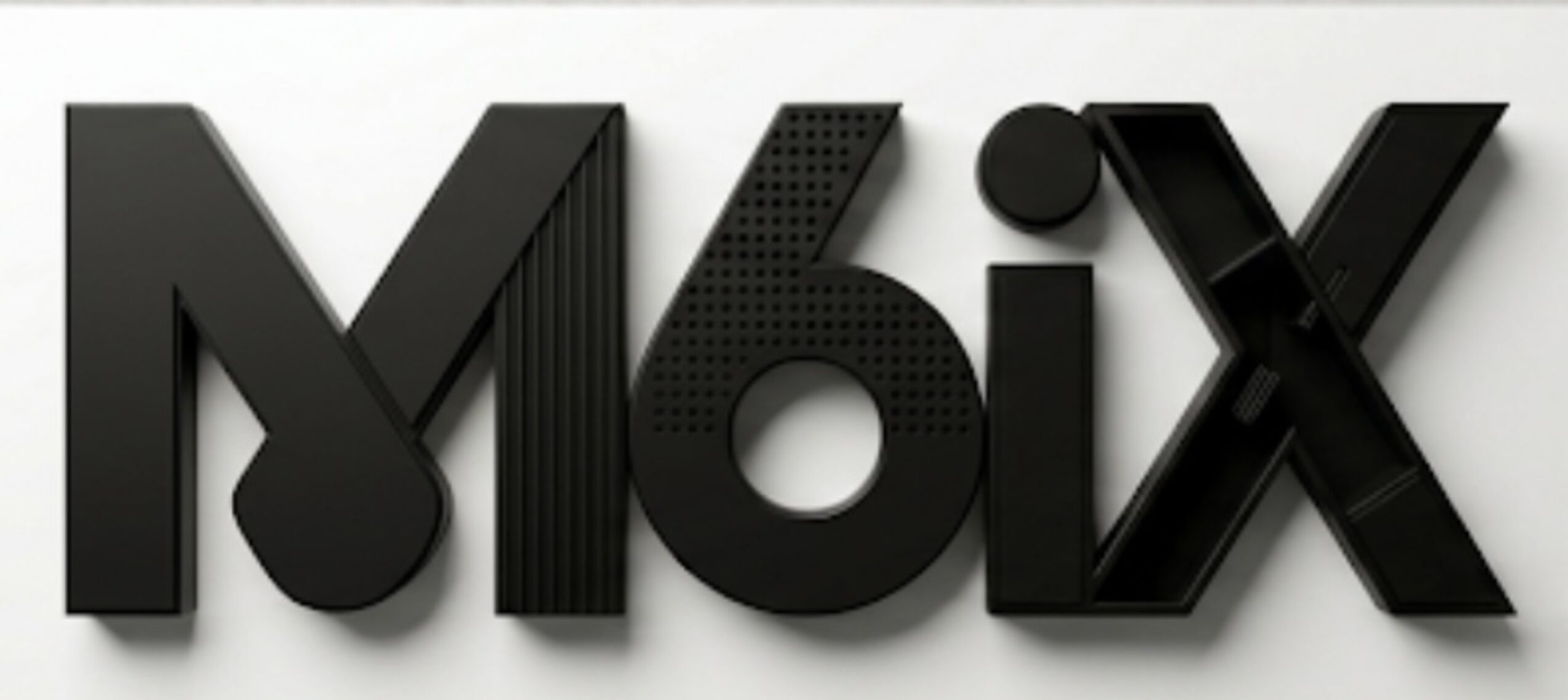 Black 3D text spelling 'M6X' on a white background.