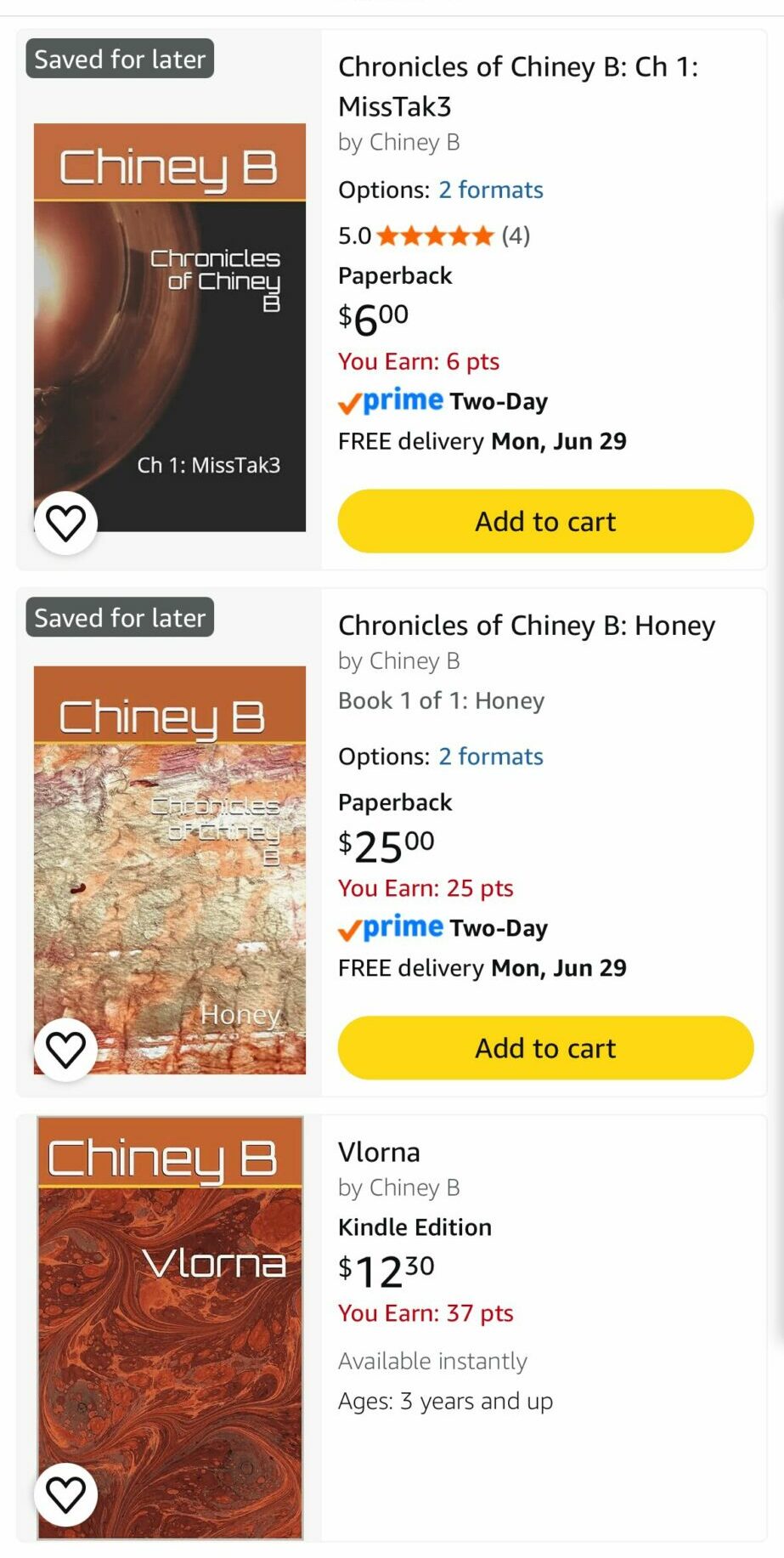Screenshot of an online bookstore showing books, prices, and purchase options.