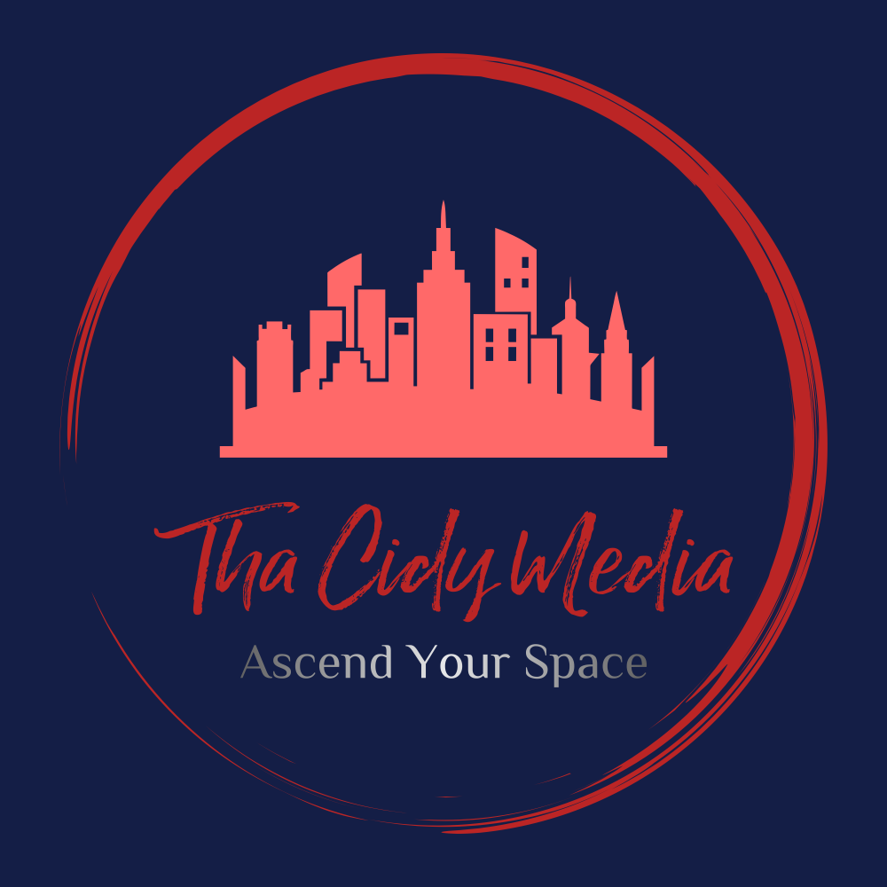Logo with city skyline inside a red circle, text reads 'Tha Cidly Media' and 'Ascend Your Space'.