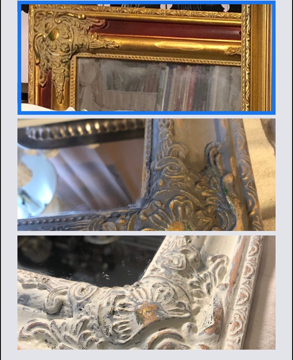 Close-up of ornate, gilded picture frame with intricate carvings and gold finish, viewed from an angle.