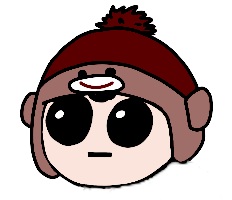 Cartoon face of a person wearing a red beanie with a pom-pom, large eyes, and a neutral expression.