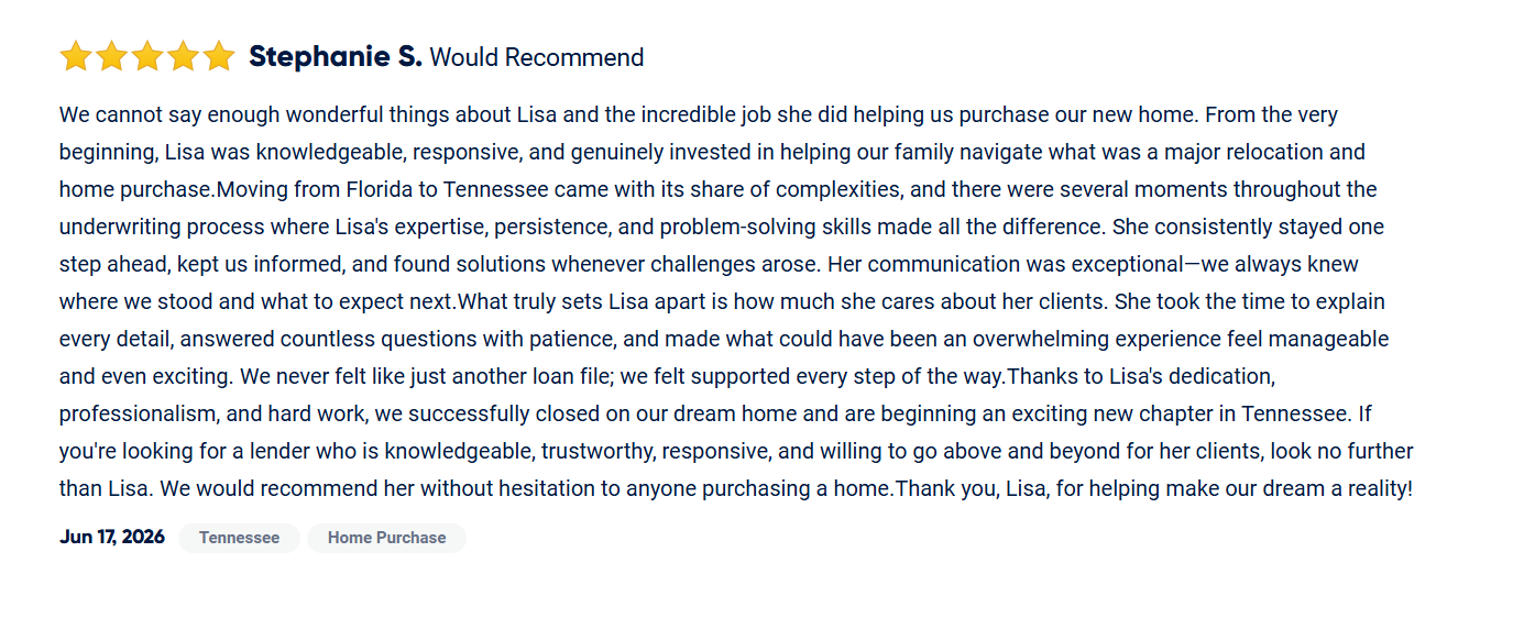 Screenshot of a review with a five-star rating, text about a positive experience, and a date July 12, 2023.
